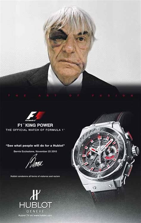 hublot ecclestone advert|Battered Bernie Ecclestone appears in Hublot ad.